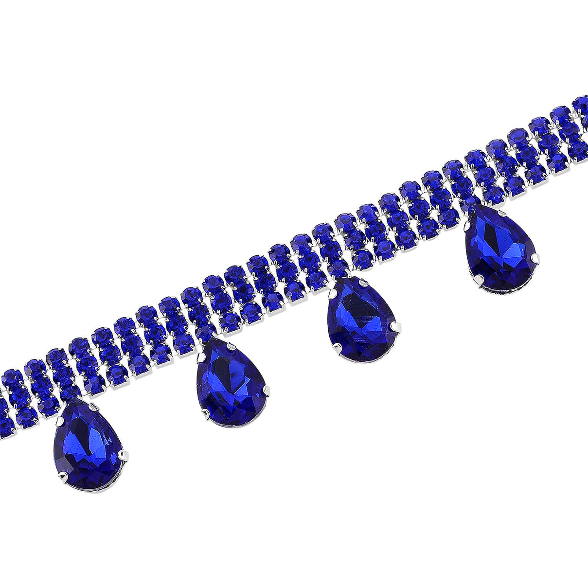 New York Closeout - Sapphire Blue Colour Crystal Necklace (Size - 16+3) V32520816 5