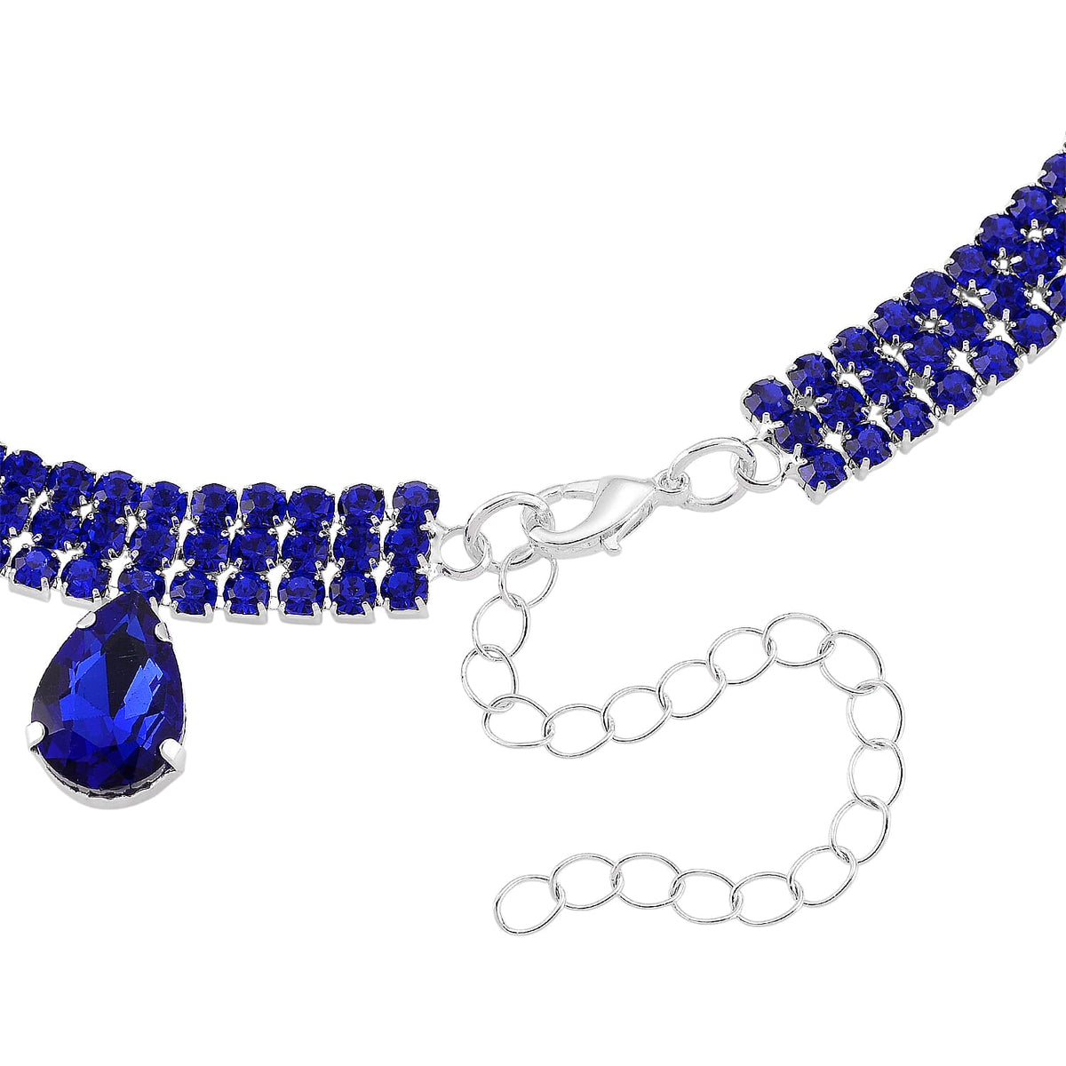 New York Closeout - Sapphire Blue Colour Crystal Necklace (Size - 16+3) V32520816 6