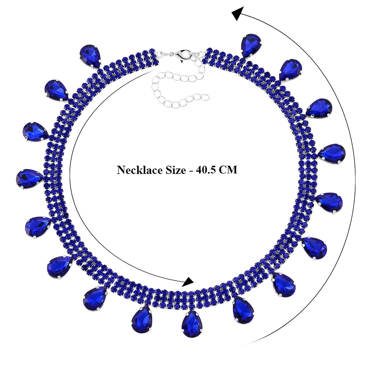 New York Closeout - Sapphire Blue Colour Crystal Necklace (Size - 16+3) V32520816 7