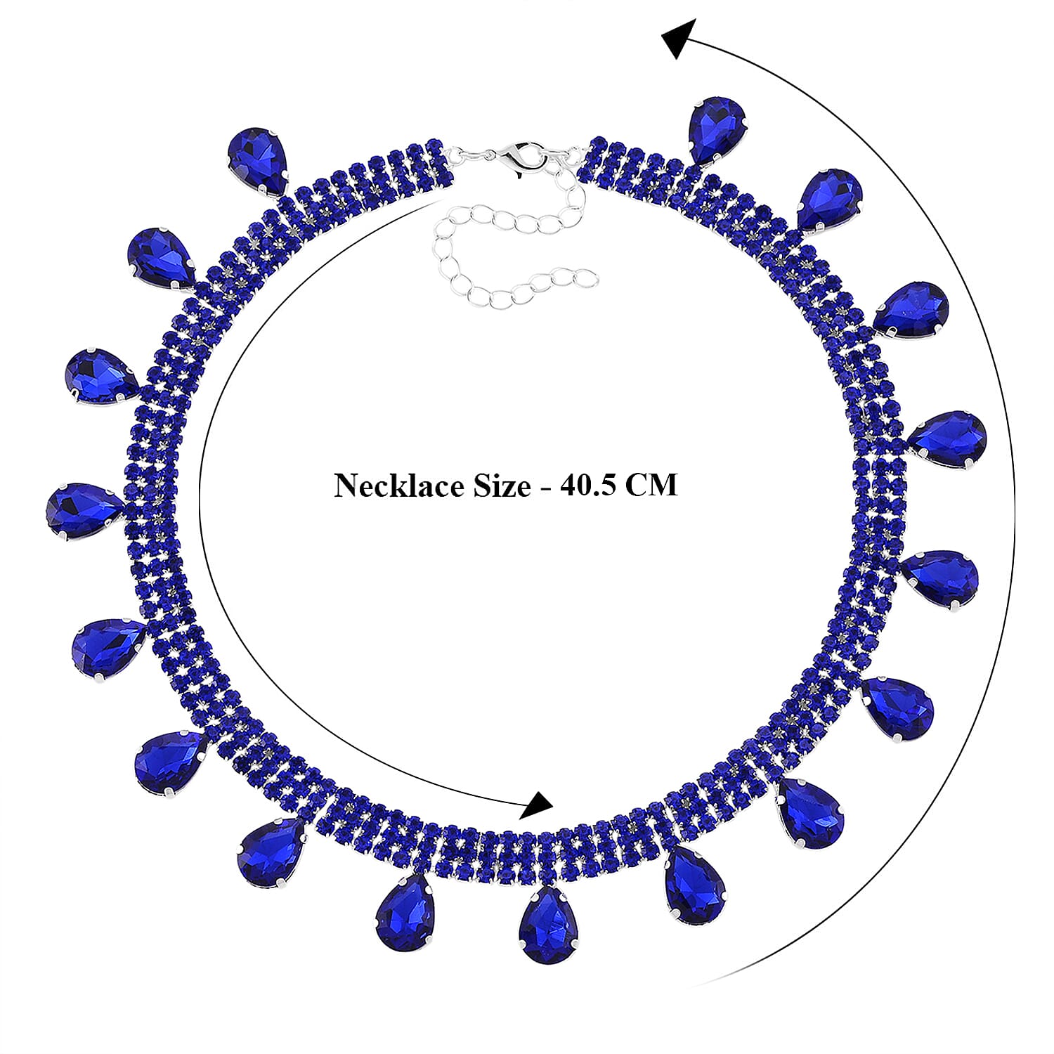 New York Closeout - Sapphire Blue Colour Crystal Necklace (Size - 16+3) V32520816 7