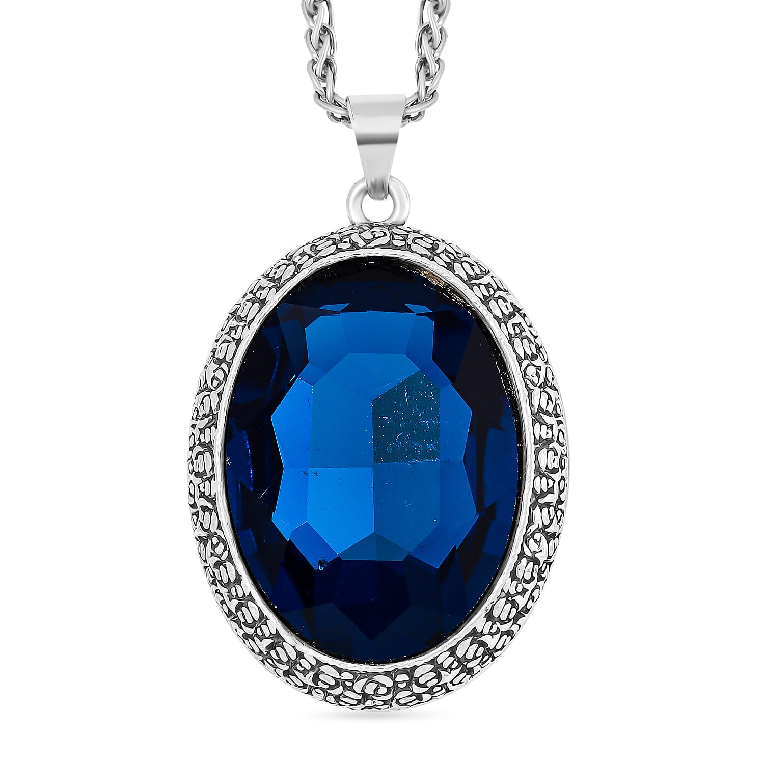 Austrian Blue Crystal Pendant with Chain (Size - 29.5-2 Ext) 7890856 0