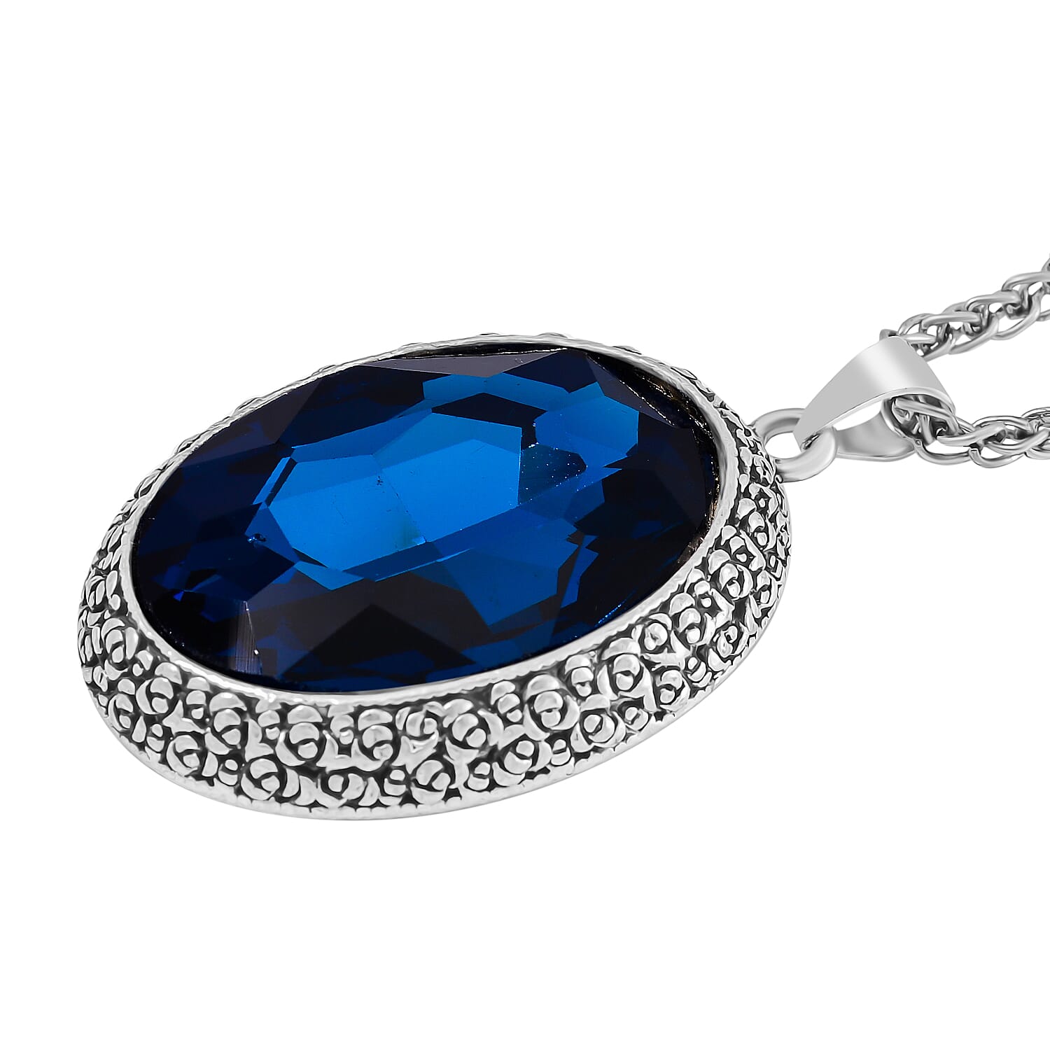 Austrian Blue Crystal Pendant with Chain (Size - 29.5-2 Ext) 7890856 2