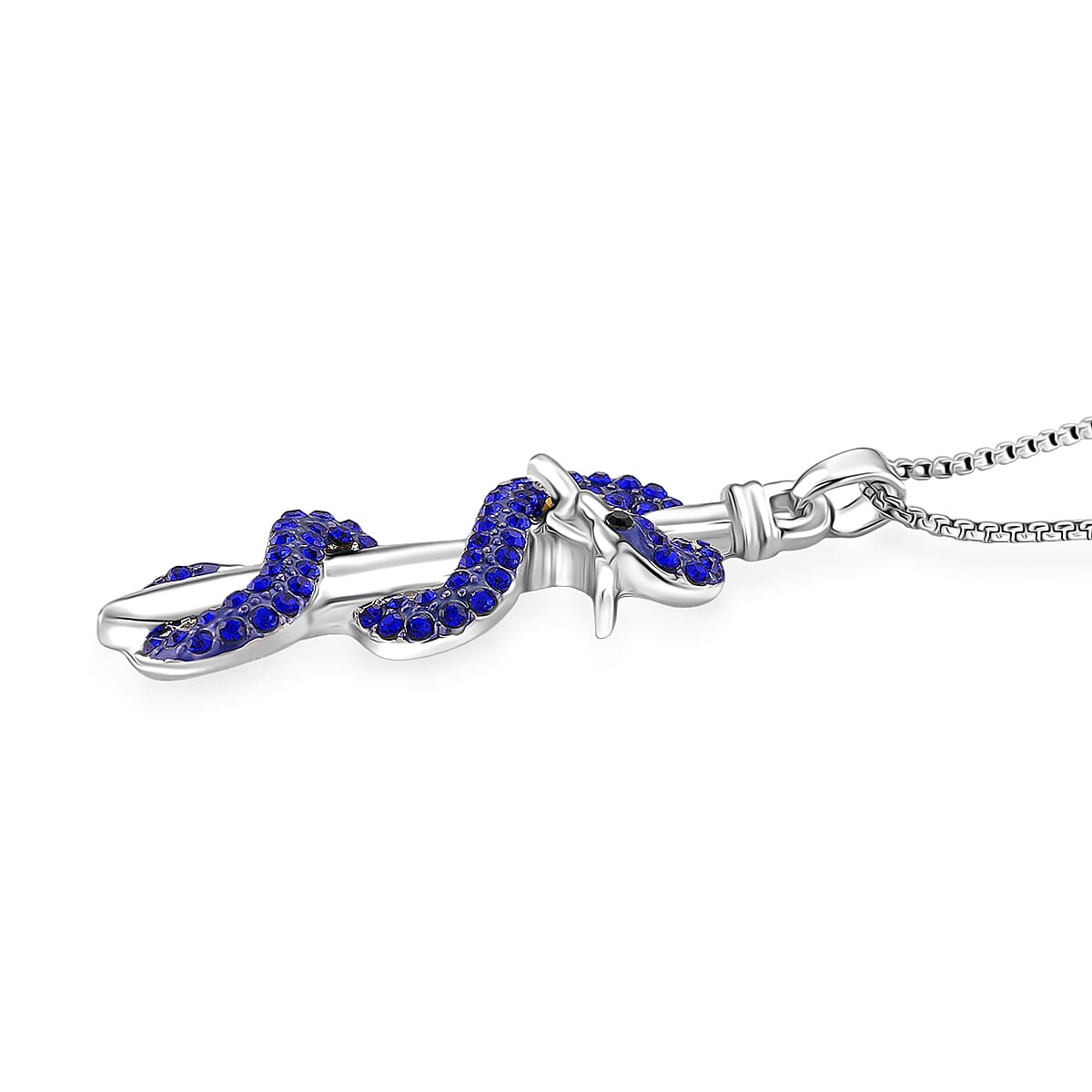 Designer Inspired- Blue Crystal Pendant with Chain (Size 20 - 2 Ext) 4387778 3