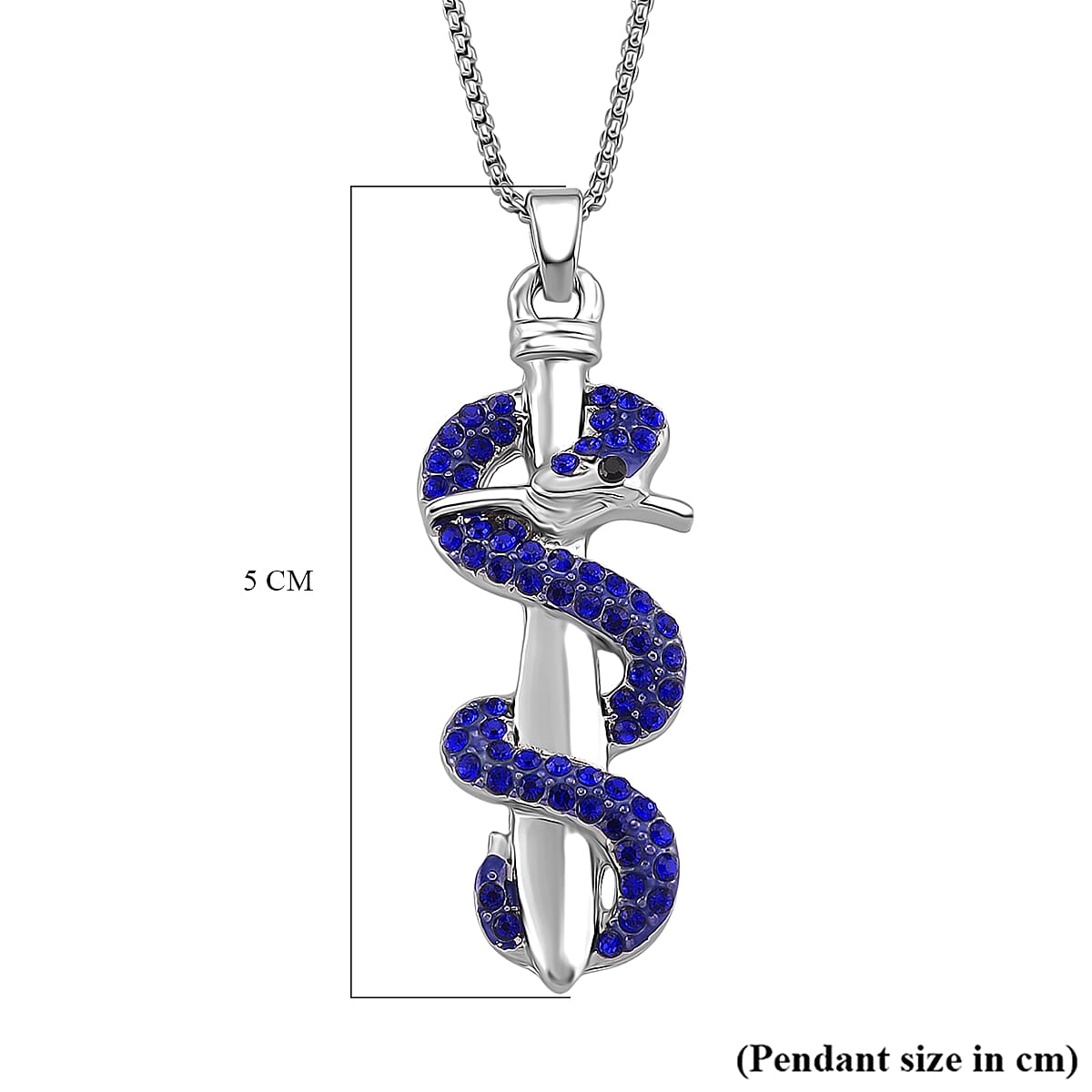 Designer Inspired- Blue Crystal Pendant with Chain (Size 20 - 2 Ext) 4387778 6