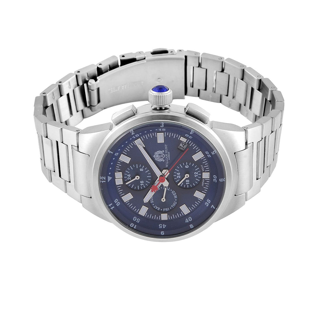 William Hunt Blue Dial 5 ATM Water Resistant Watch With Presentation Box