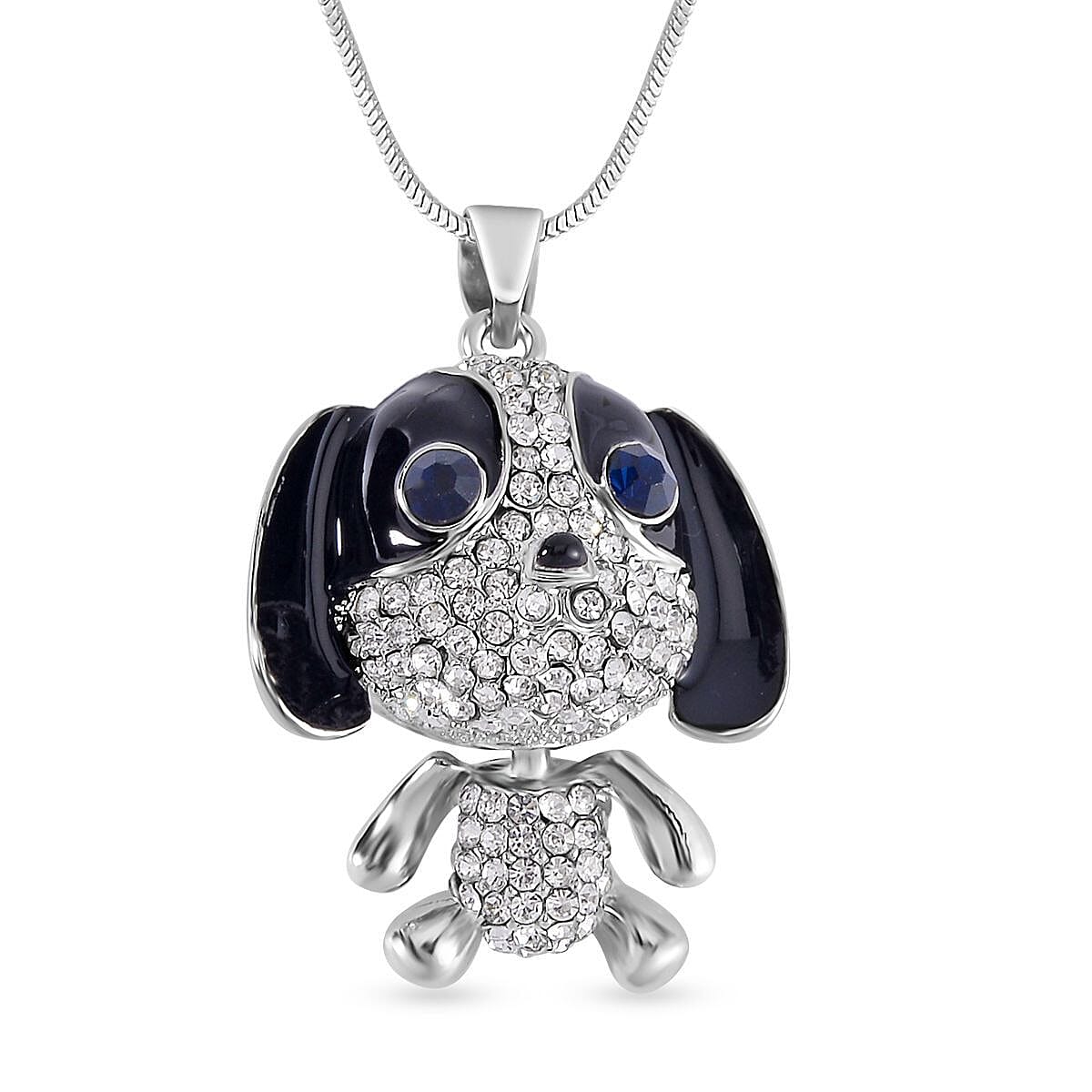 Black &amp; White Austrian Crystal Enamelled Puppy Necklace (Size - 28) 7665715 0