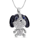Black & White Austrian Crystal Enamelled Puppy Necklace (Size - 28)