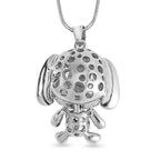 Black & White Austrian Crystal Enamelled Puppy Necklace (Size - 28)