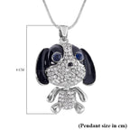 Black & White Austrian Crystal Enamelled Puppy Necklace (Size - 28)