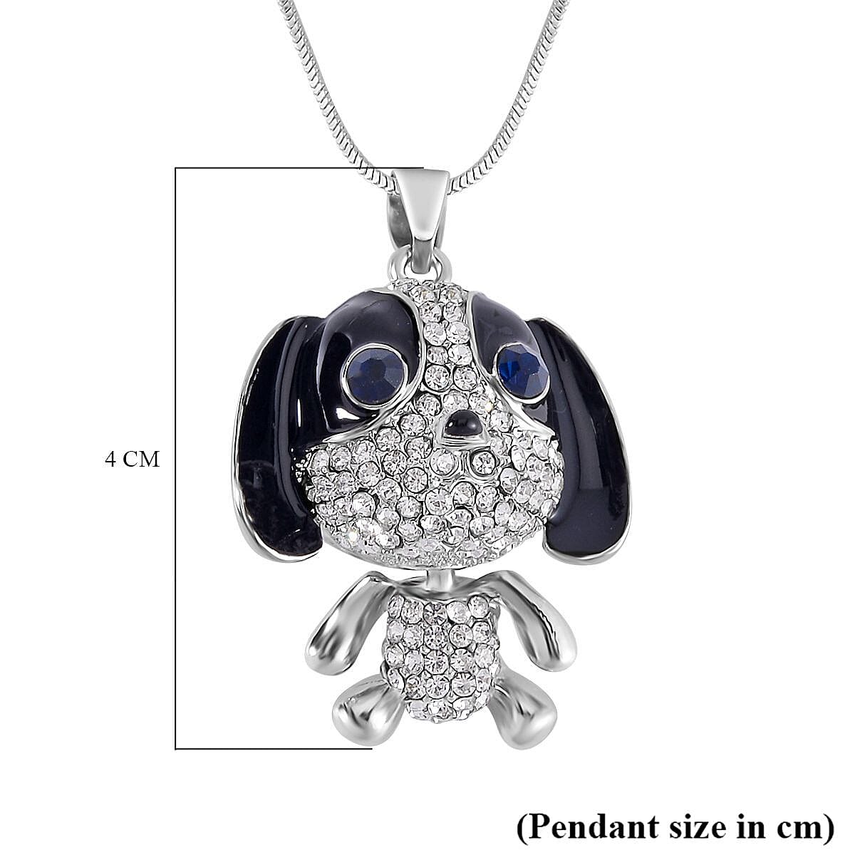 Black &amp; White Austrian Crystal Enamelled Puppy Necklace (Size - 28) 7665715 7