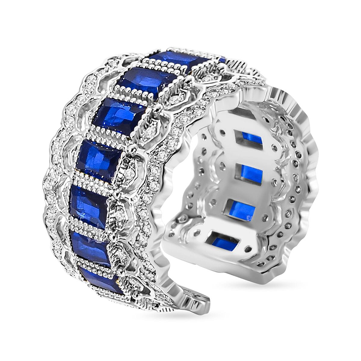 Blue Austrian Crystal &amp; White Cubic Zirconia Adjustable Ring (Size N-P) 7668098 2