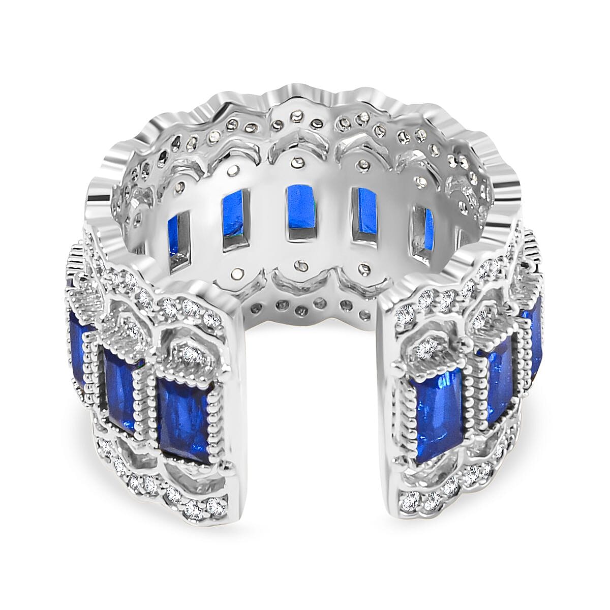 Blue Austrian Crystal &amp; White Cubic Zirconia Adjustable Ring (Size N-P) 7668098 3