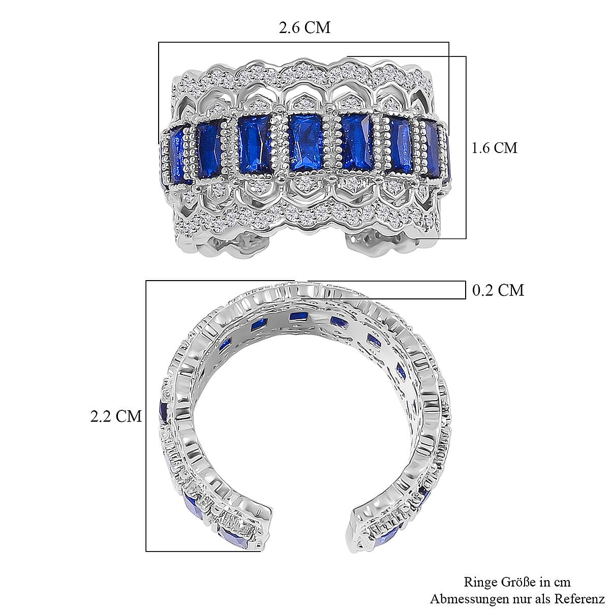 Blue Austrian Crystal &amp; White Cubic Zirconia Adjustable Ring (Size N-P) 7668098 4