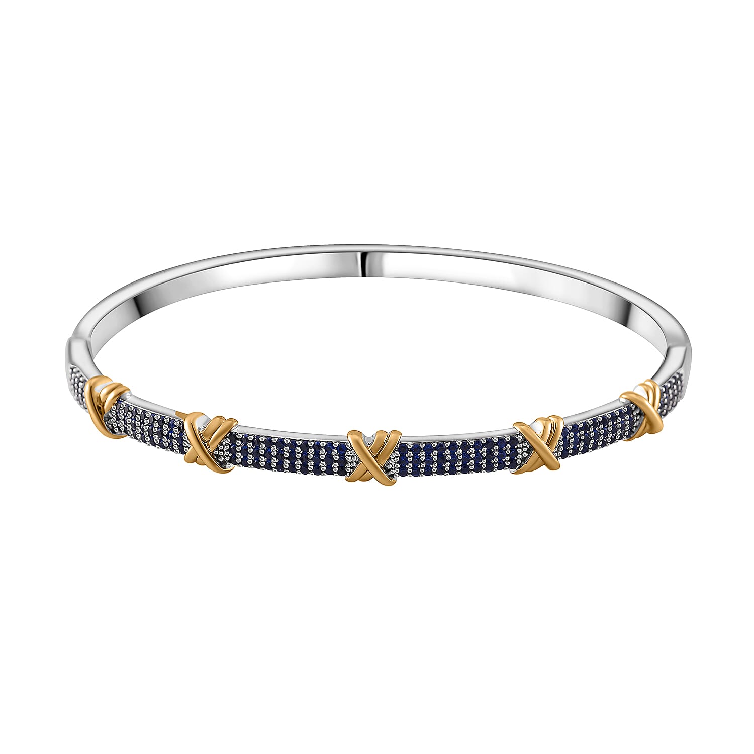 Blue Cubic Zirconia Criss Cross Bangle (Size - 7.5) V32513362 0
