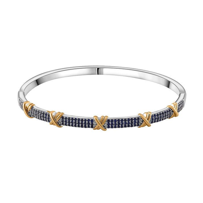 Blue Cubic Zirconia Criss Cross Bangle (Size - 7.5) 8531580 1