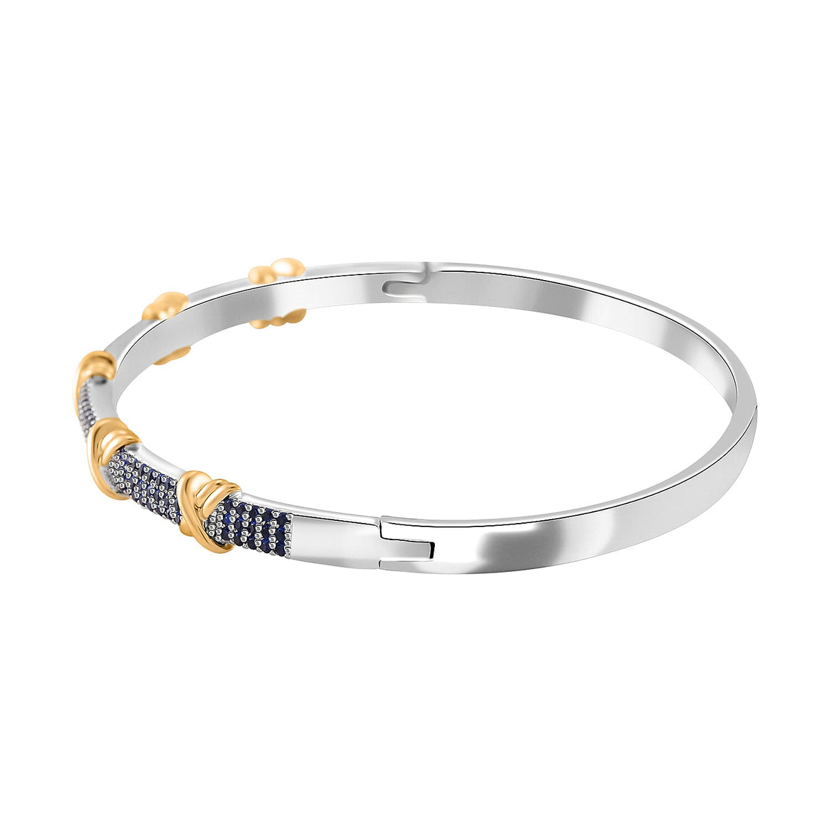 Blue Cubic Zirconia Criss Cross Bangle (Size - 7.5) V32513362 4