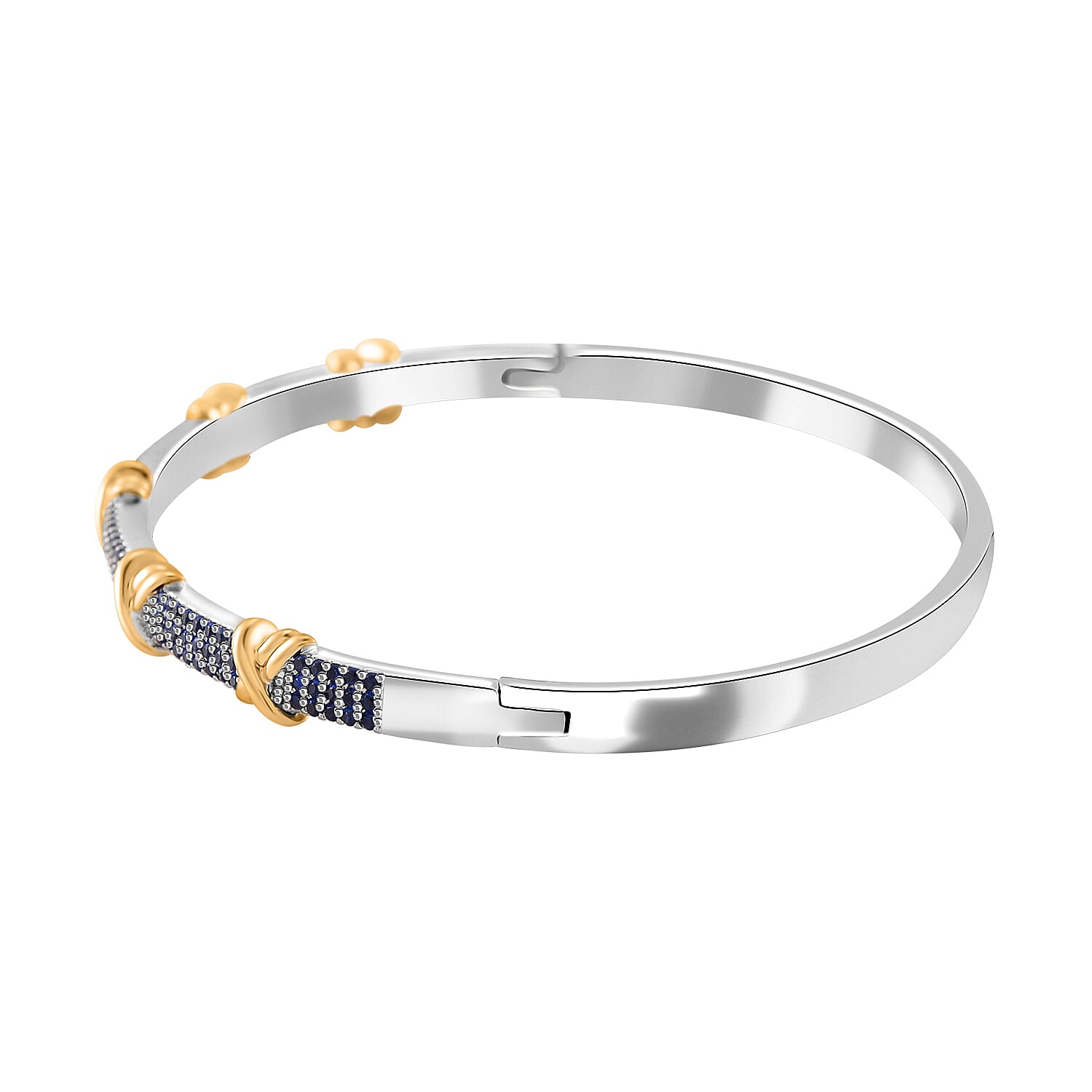 Blue Cubic Zirconia Criss Cross Bangle (Size - 7.5) V32513362 4