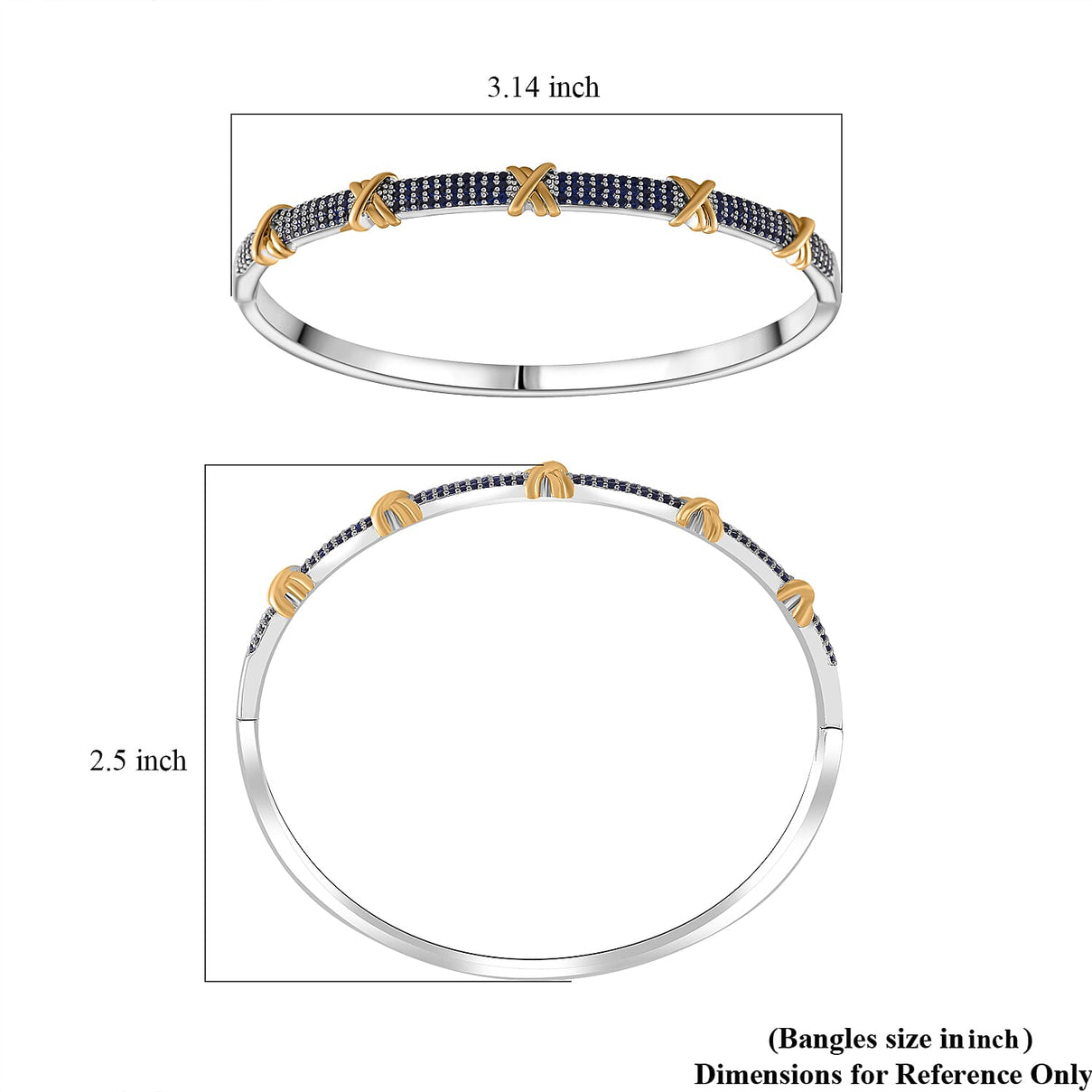 Blue Cubic Zirconia Criss Cross Bangle (Size - 7.5) V32513362 7