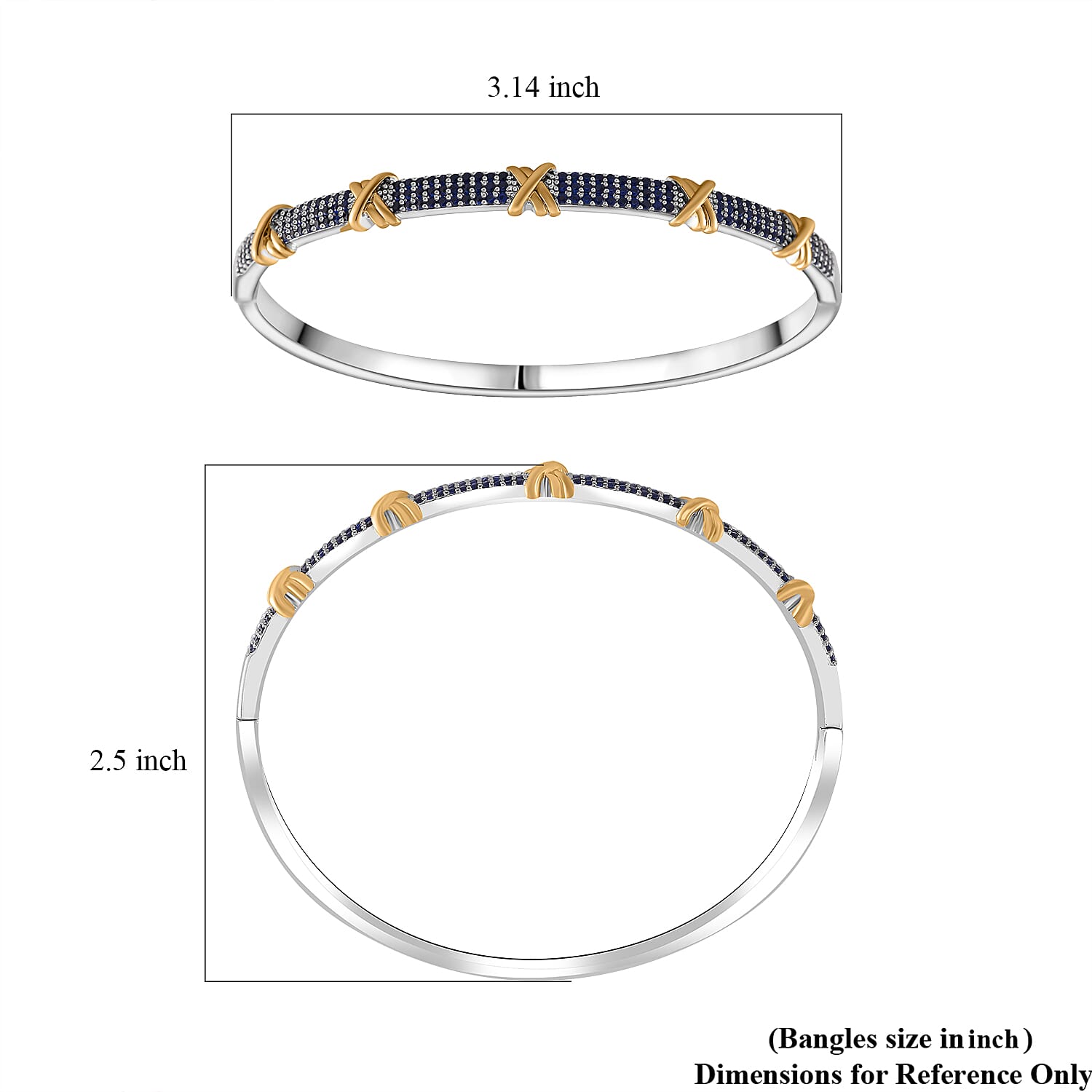 Blue Cubic Zirconia Criss Cross Bangle (Size - 7.5) V32513362 7