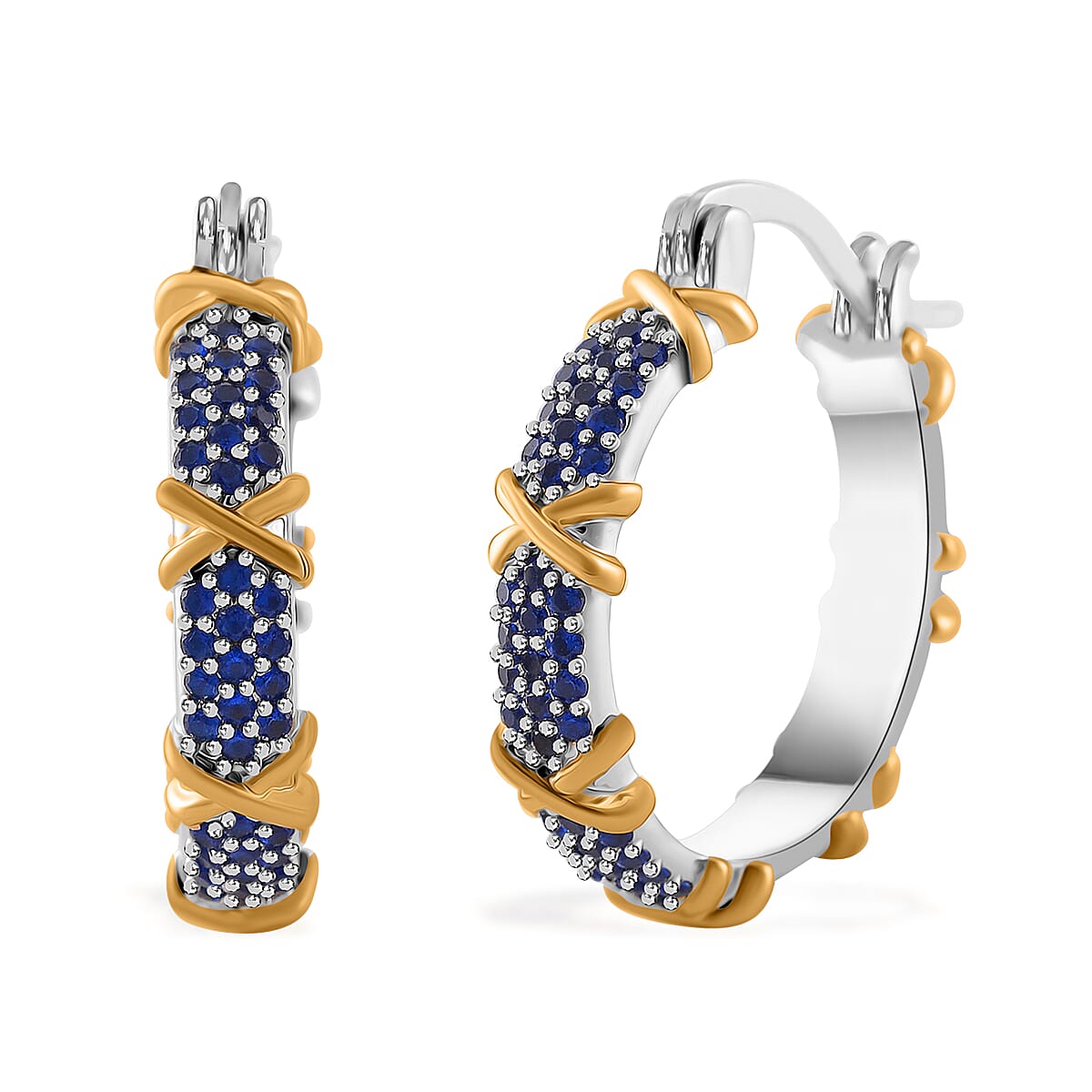 Blue Cubic Zirconia Criss Cross Earring with Clasp V32517694 0