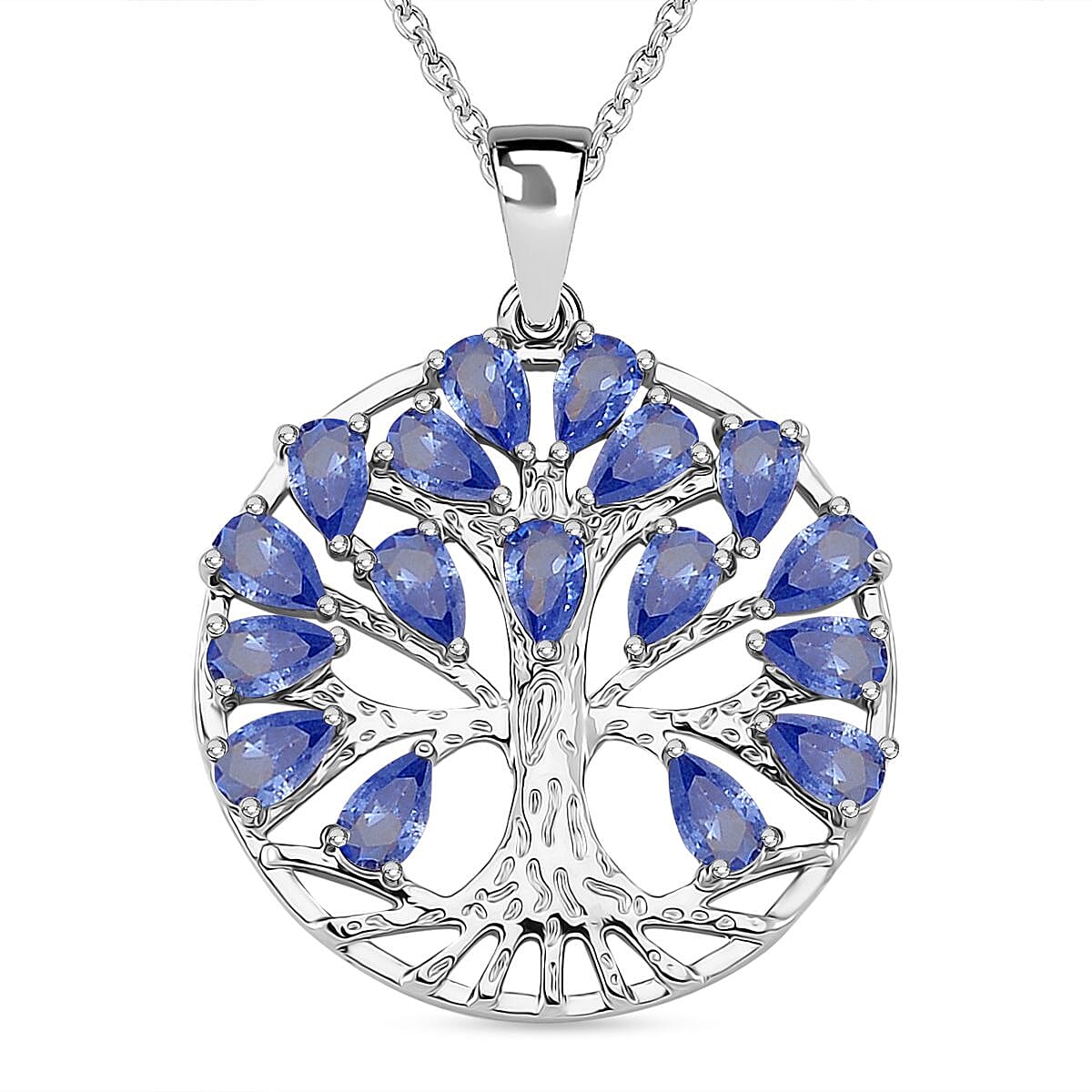Blue Cubic Zirconia Tree of Life Necklace (Size - 20) 6.00 Ct. 8252499 0
