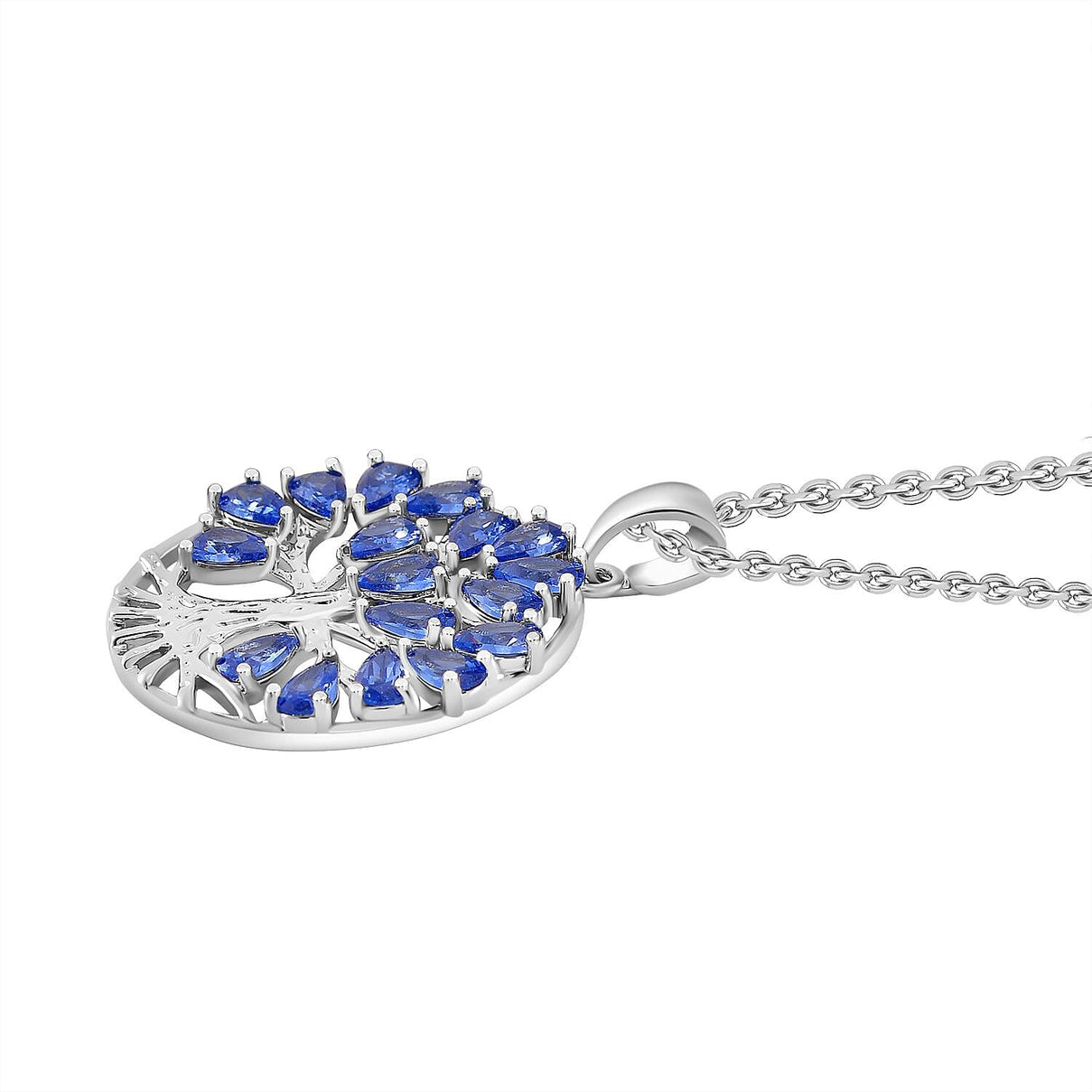 Blue Cubic Zirconia Tree of Life Necklace (Size - 20) 6.00 Ct. 8252499 3