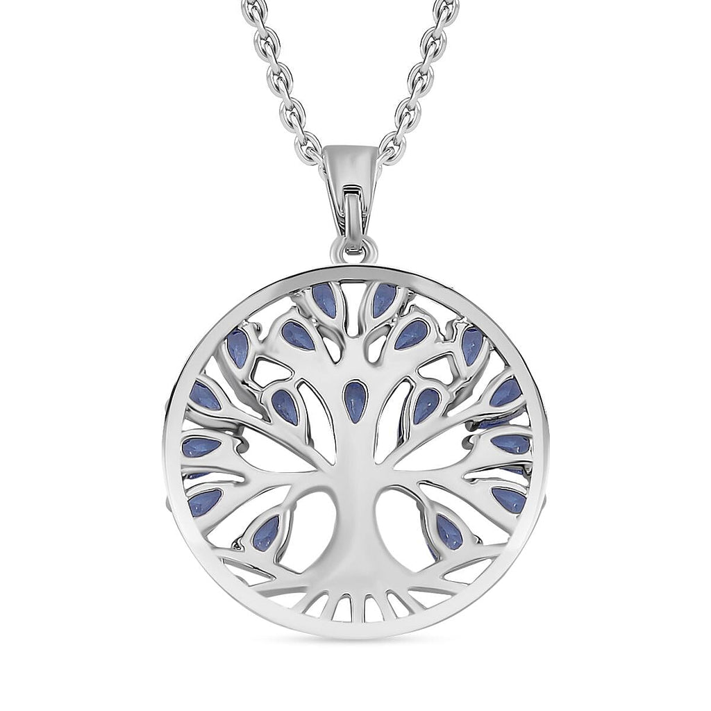Blue Cubic Zirconia Tree of Life Necklace (Size - 20) 6.00 Ct.