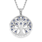 Blue Cubic Zirconia Tree of Life Necklace (Size - 20) 6.00 Ct.
