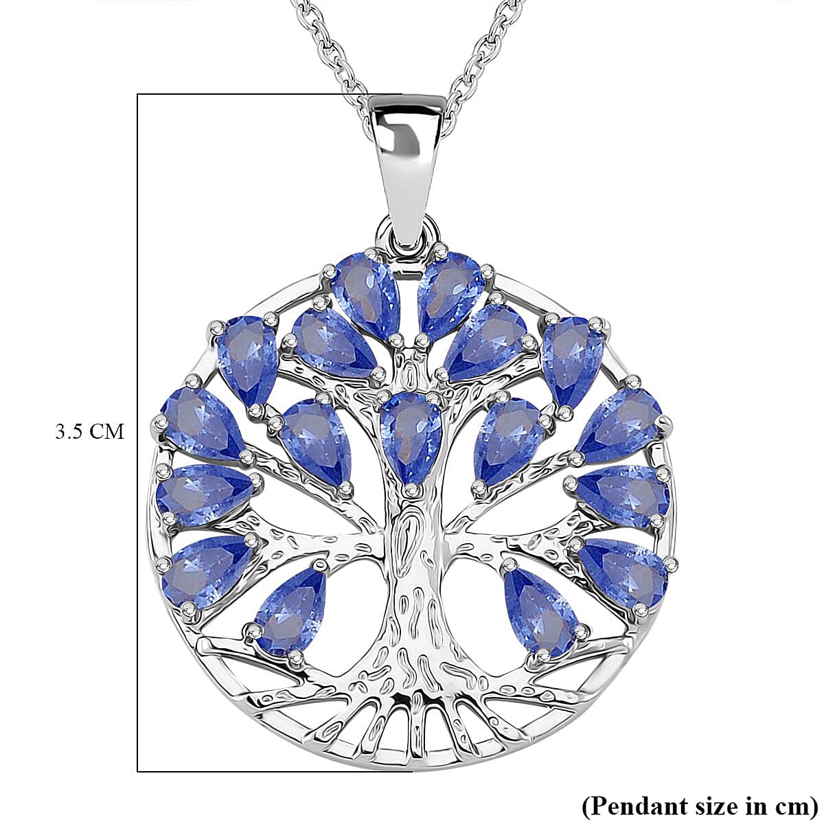 Blue Cubic Zirconia Tree of Life Necklace (Size - 20) 6.00 Ct. 8252499 6