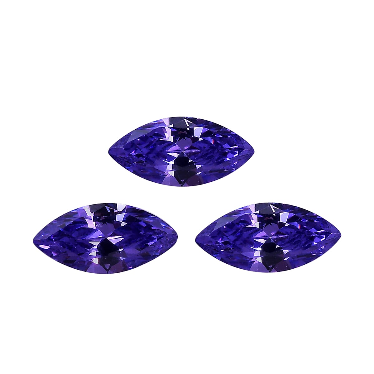 Set of 3 Blue Cubic Zirconia Loose Gemstones in Marquee Shape 0.59 Ct. 8063767 0