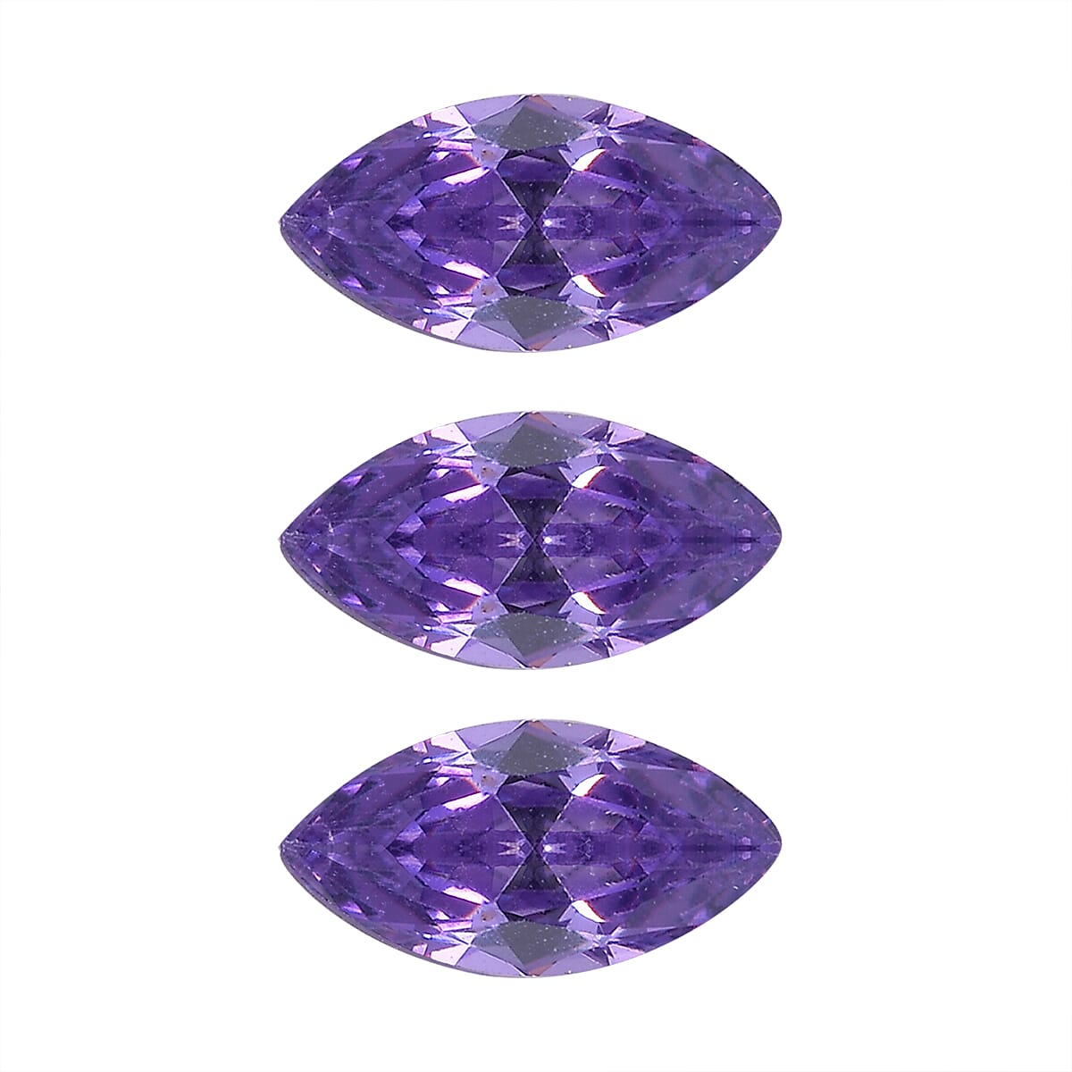 Set of 3 Blue Cubic Zirconia Loose Gemstones in Marquee Shape 0.95 Ct. 8074263 0