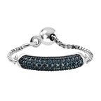 Blue Diamond Adjustable Ring in Platinum and Blue Overlay Sterling Silver 0.20 Ct.