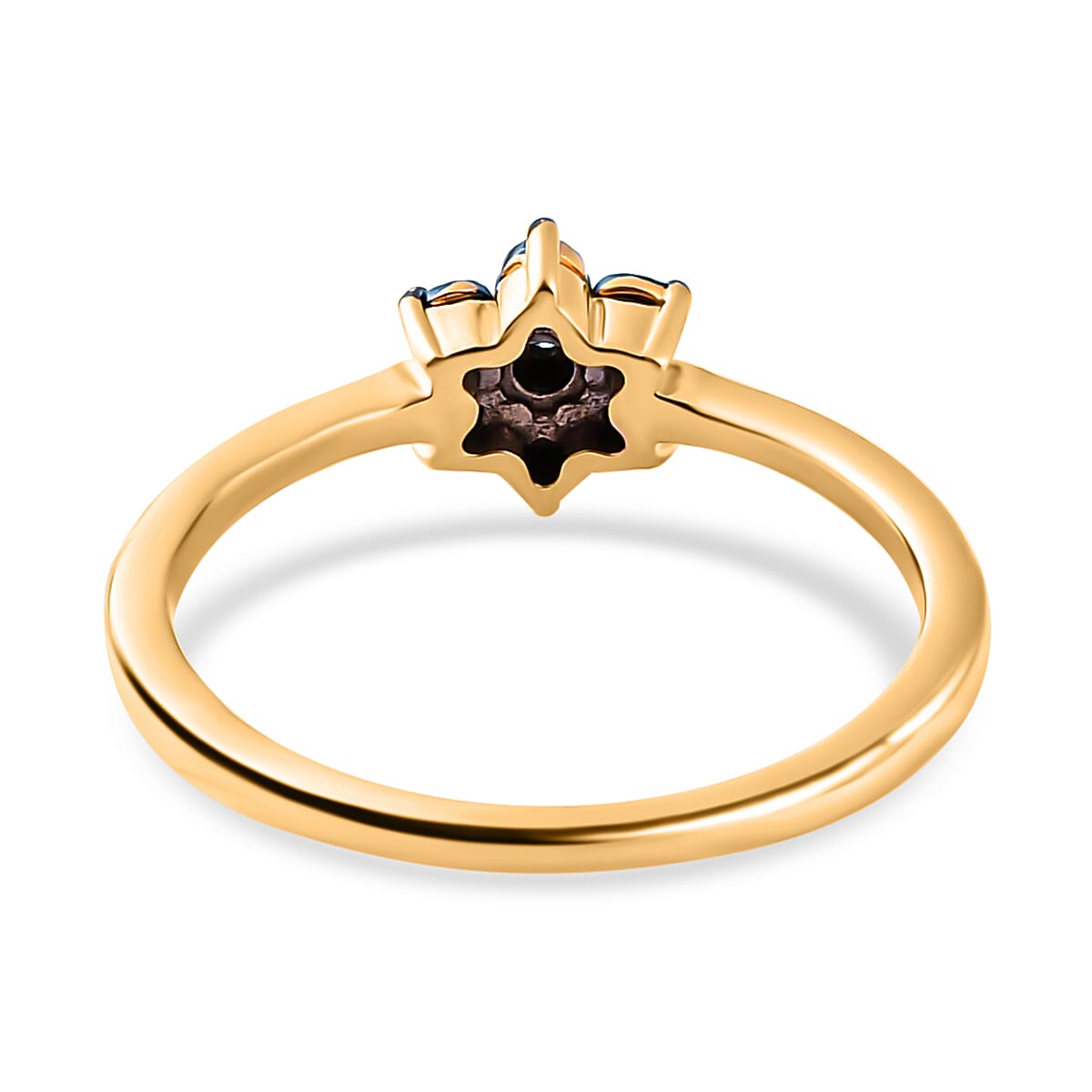Blue Diamond Floral Ring in 18K Vermeil Yellow Gold Plated Sterling Silver 7209429 9