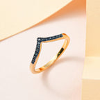 Blue Diamond Band Ring in 18K Vermeil Yellow Gold Plated Sterling Silver 0.07 Ct.