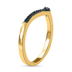 Blue Diamond Band Ring in 18K Vermeil Yellow Gold Plated Sterling Silver 0.07 Ct.