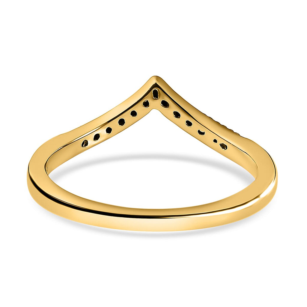 Blue Diamond Band Ring in 18K Vermeil Yellow Gold Plated Sterling Silver 0.07 Ct.