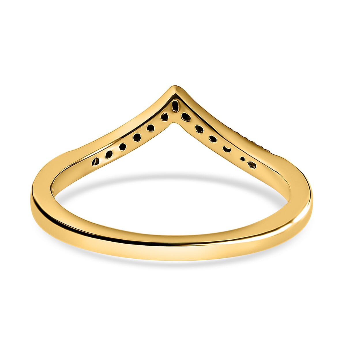 Blue Diamond Wishbone Wedding Band Ring in 18K Vermeil Yellow Gold Plated Sterling Silver 0.07 Ct. 7461212 5