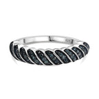 Blue Diamond Band Ring in Rhodium Overlay Sterling Silver 0.25 Ct.