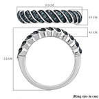 Blue Diamond Band Ring in Rhodium Overlay Sterling Silver 0.25 Ct.
