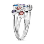 D'Joy Multi Colour Diamond Bubble Ring in Rhodium Overlay Sterling Silver 1.07 Ct.