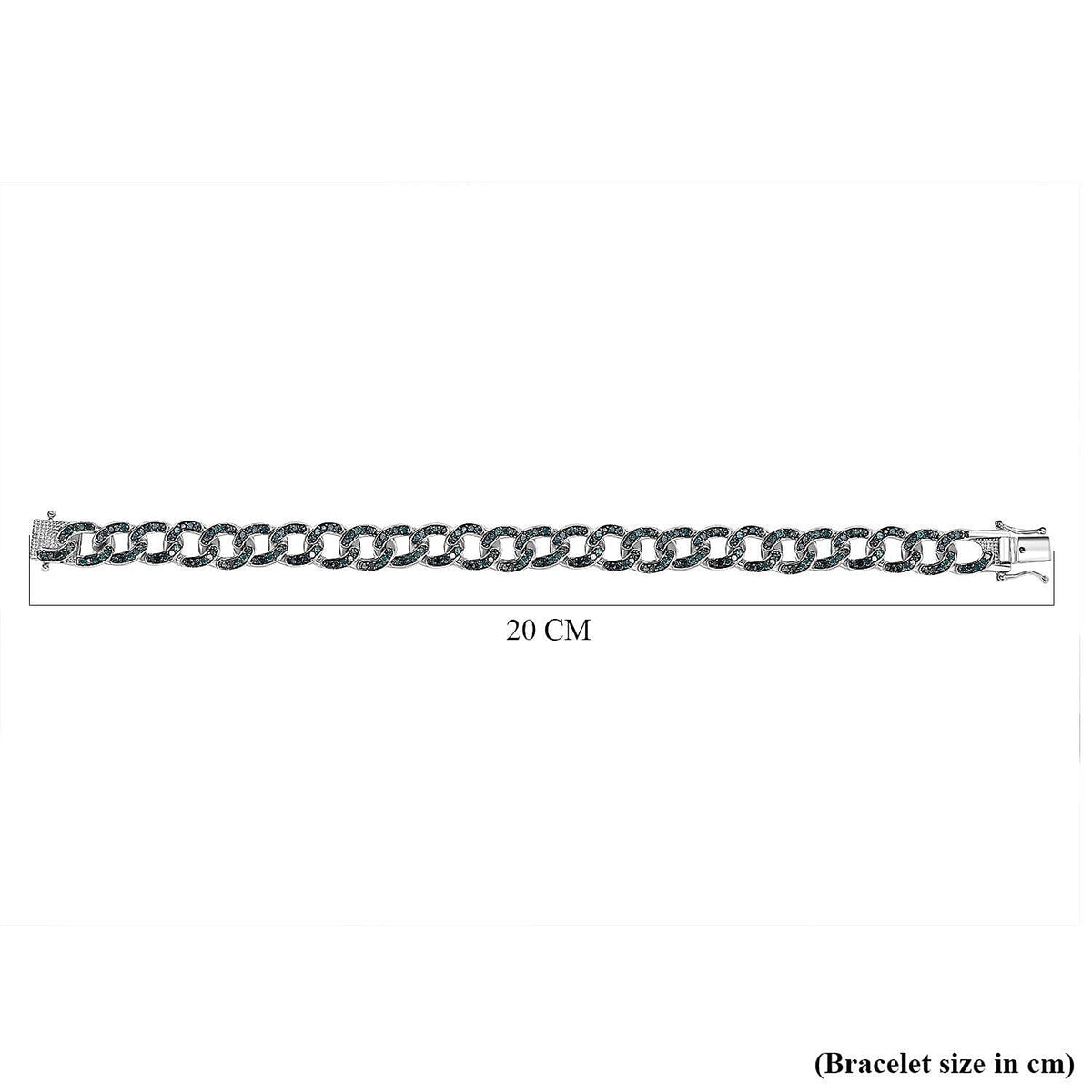 Blue Diamond Curb Bracelet (Size - 7.5) in Platinum Overlay Sterling Silver 7253142 5