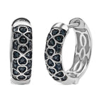 Blue Diamond Cluster with Hoop Earring in Rhodium Overlay Sterling Silver 0.25 Ct.