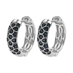 Blue Diamond Cluster with Hoop Earring in Rhodium Overlay Sterling Silver 0.25 Ct.