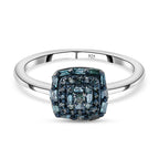 Blue Diamond Cluster Ring in Platinum Overlay Sterling Silver 0.25 Ct.