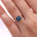 Blue Diamond Cluster Ring in Platinum Overlay Sterling Silver 0.25 Ct.