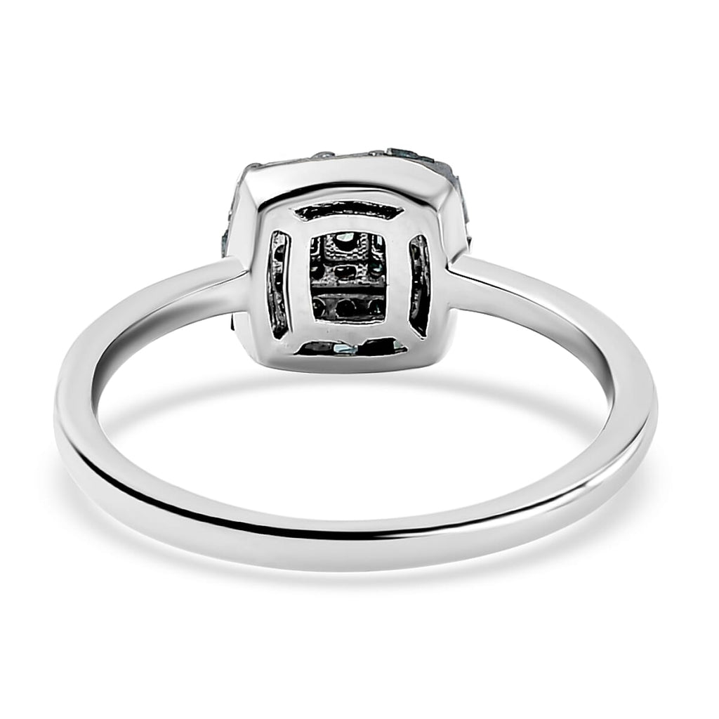 Blue Diamond Cluster Ring in Platinum Overlay Sterling Silver 0.25 Ct.