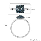 Blue Diamond Cluster Ring in Platinum Overlay Sterling Silver 0.25 Ct.
