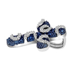 Blue Diamond Cross Pendant in Platinum Overlay Sterling Silver