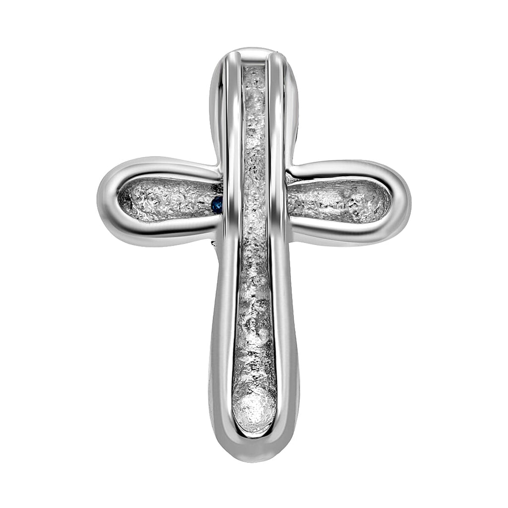 Blue Diamond Cross Pendant in Platinum Overlay Sterling Silver