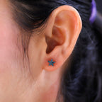 Blue Diamond Star Stud Earrings in Platinum Overlay Sterling Silver 0.15 Ct